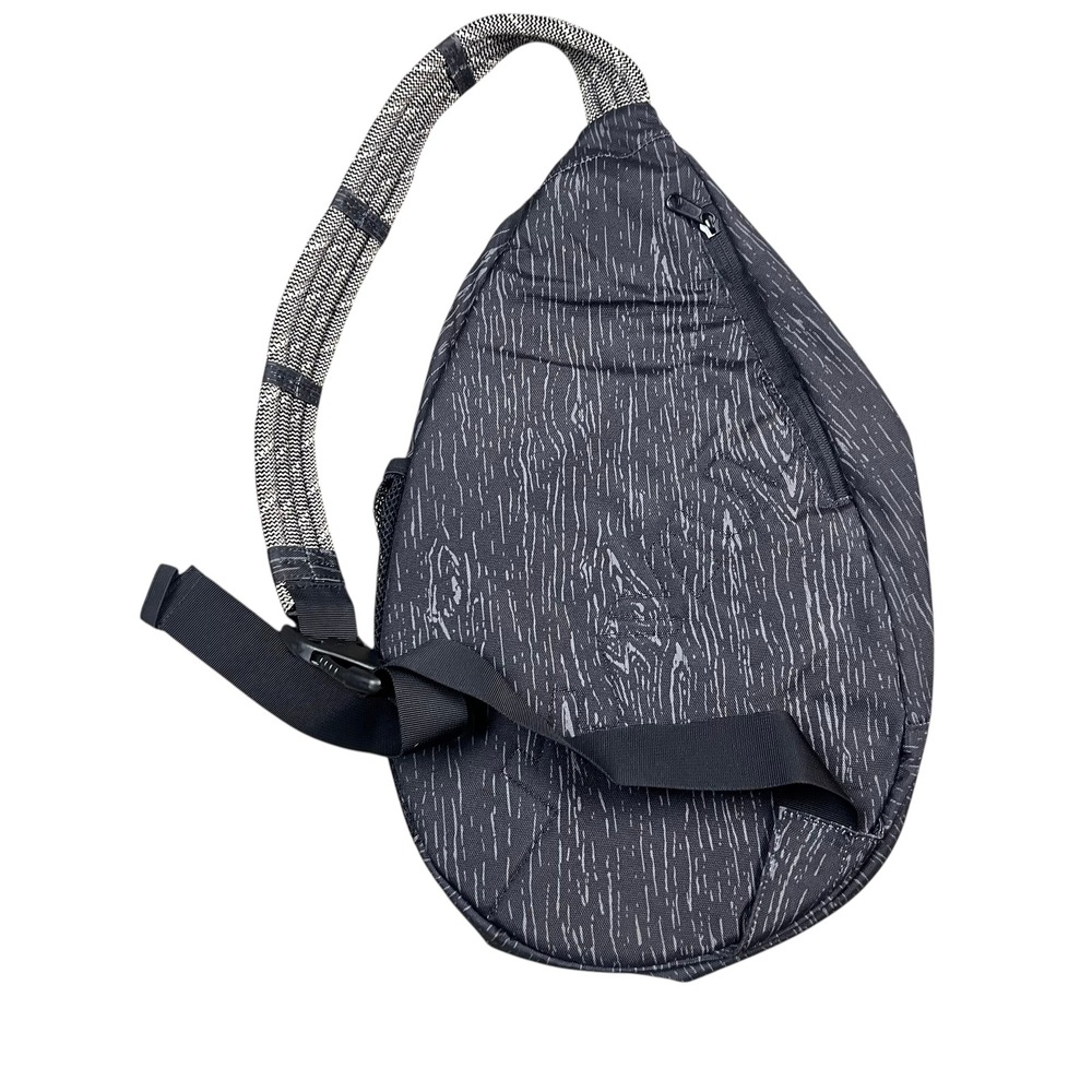 KAVU Rope Bag Sling Backpack Black Woodgrain Print Polyester Crossbody Bag - Picture 2 of 7